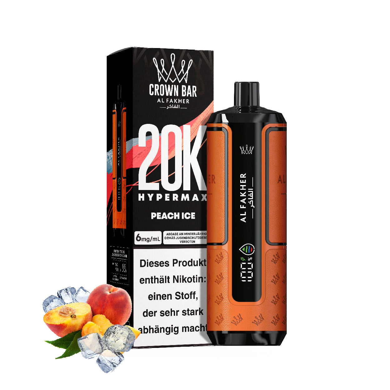 Al Fakher Crown Bar Hypermax 20k Prefilled Podkit 22 ml – Peach Ice 6mg/ml