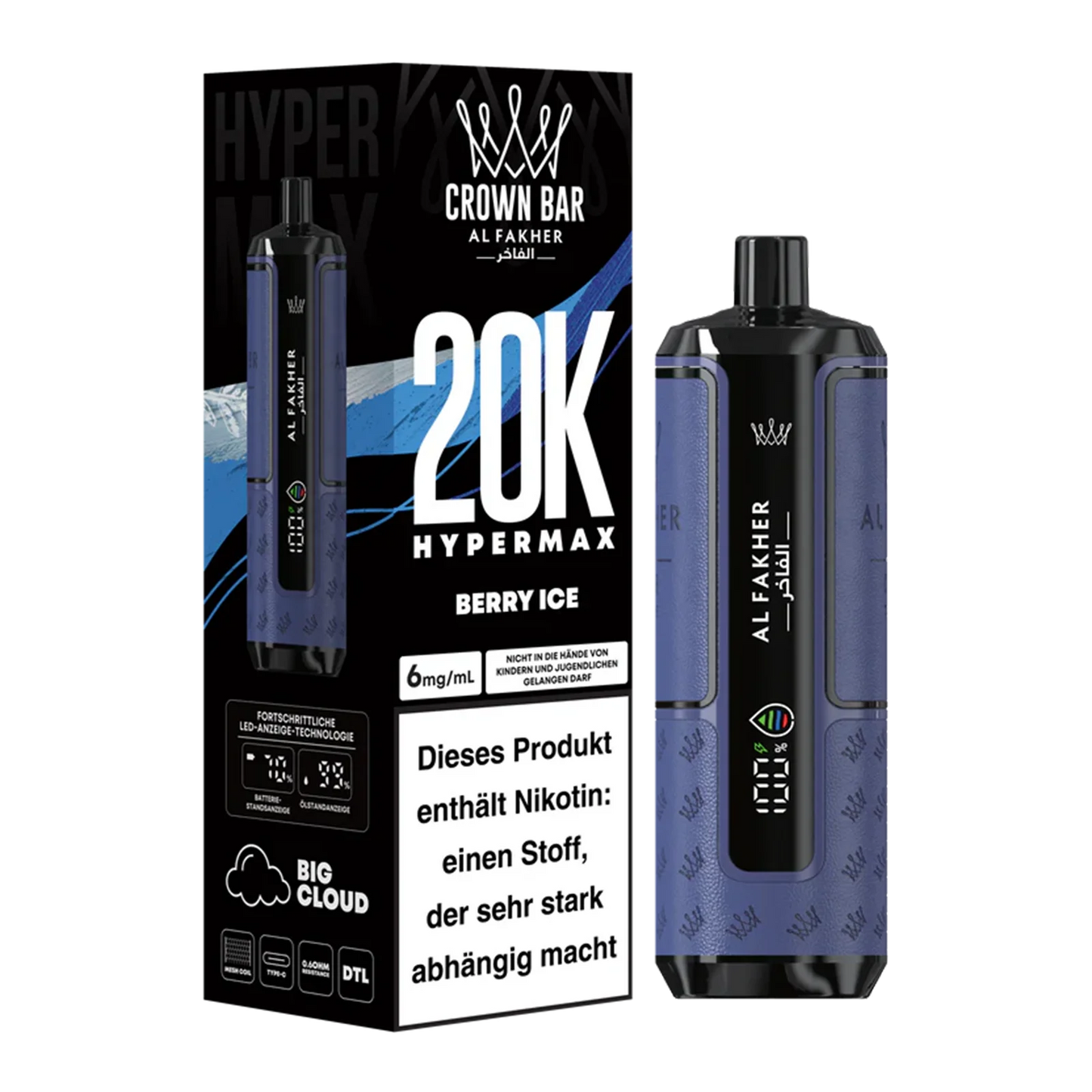 Al Fakher - Crown Bar - Hypermax - 20k - Berry Ice