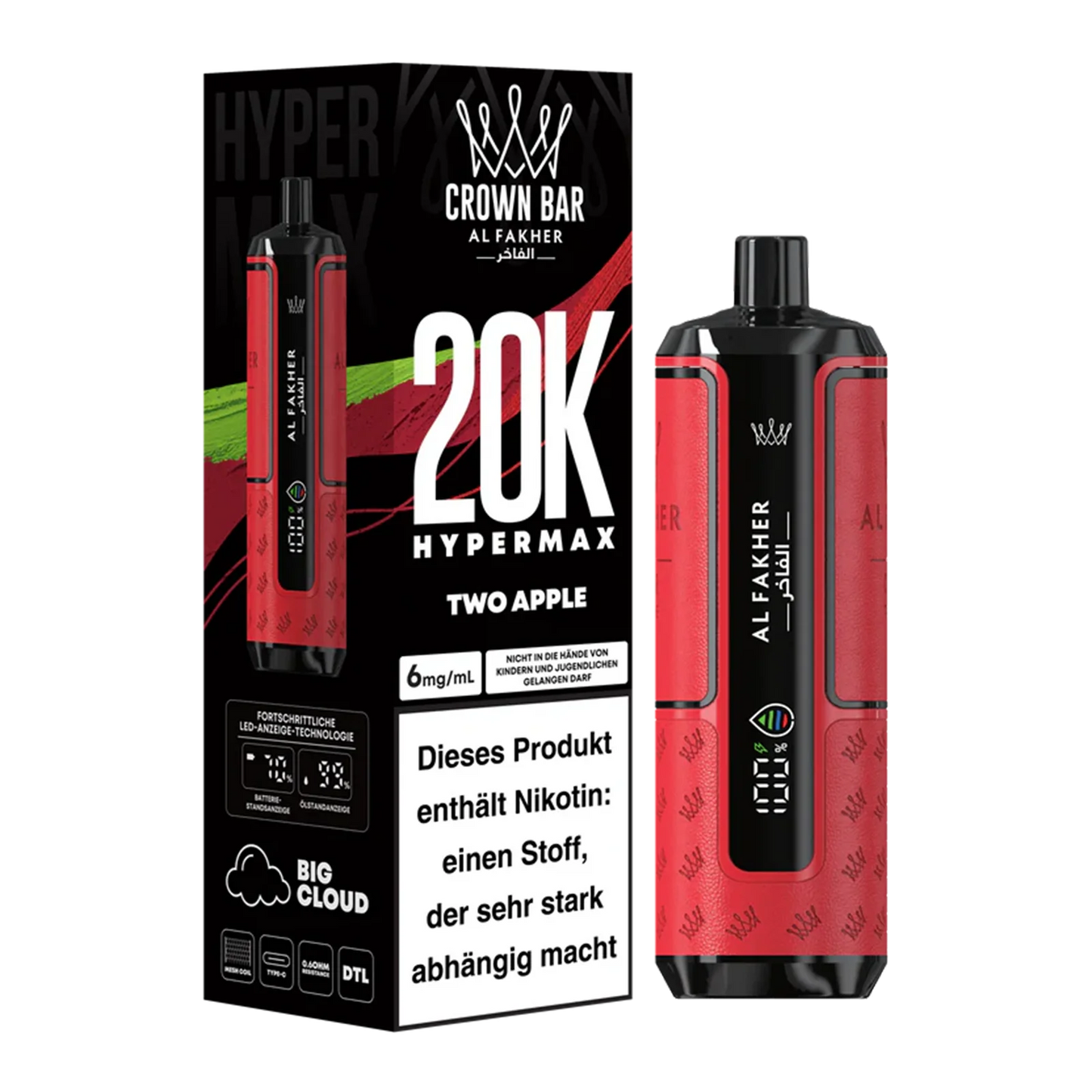 Al Fakher - Crown Bar - Hypermax - 20k - Two Apple